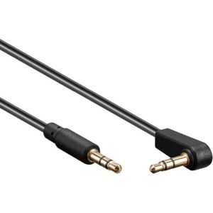 3,5mm Jack stereo audio slim kabel - haaks / zwart - 0,50 meter
