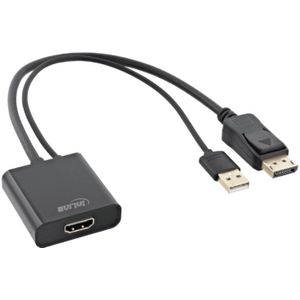InLine HDMI (v) naar DisplayPort (m) Adapter - 4K 30Hz - 0,3 meter - Zwart