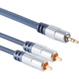 Stereo Tulp (m) - 3,5mm Stereo Jack (m) Kabel - Verguld - Premium - 3 meter - Blauw