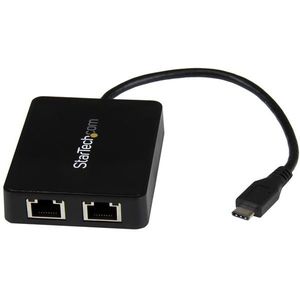 StarTech USB-C naar dual Gigabit Ethernet adapter met USB (Type-A) poort