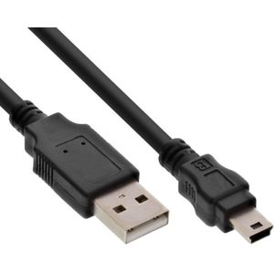 USB-A naar Mini USB-B Kabel - USB 2.0 - 5 meter - Zwart