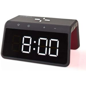 Digitale Wekker met Draadloze Qi Snellader - 15W - Met Nachtlamp - Snoozefunctie - Zwart