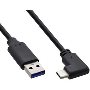 USB-A naar Haakse USB-C Kabel - USB 3.2 Gen 2 - 1,5 meter - Zwart
