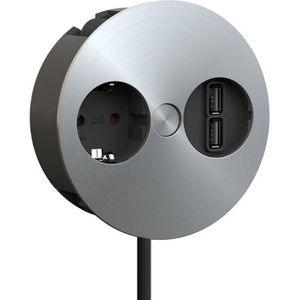 Bachmann Twist - 1x Schuko - 2x USB-A oplaadpoort - 105mm - 0,2 meter GST18-3® (m) - Mat-chroom