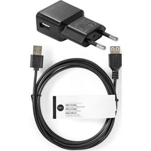 USB Voedingsadapter voor Videodeurbel Gong - 5V - 1A - 5W - 1 meter - Zwart