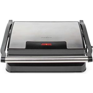 Nedis Contactgrill 700 W 23 x 14,5 cm Aluminium / Kunststof - Tafelgrill - Zilver - Zwart