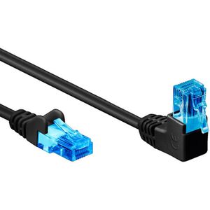 UTP CAT6A 10 Gigabit Netwerkkabel - 1 kant haaks - CCA - 1 meter - Zwart