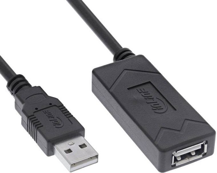 InLine Actieve USB Verlengkabel - USB 2.0 - USB-C (v) voor extra voeding - 10 meter - Zwart
