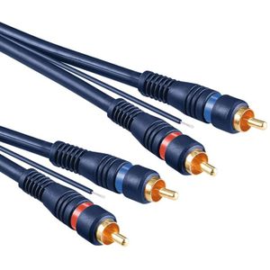 Stereo Tulp Kabel - Met Remote draad - Verguld - 5 meter - Blauw