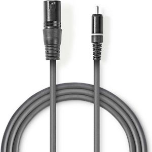 XLR 3-pin (m) - Mono Tulp (m) Kabel - 3 meter - Antraciet