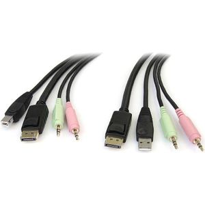 StarTech 1,80m 4-in-1 USB DisplayPort KVM-switch Kabel met Audio en Microfoon