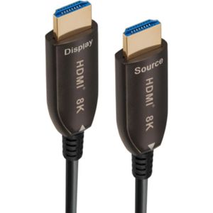 Actieve HDMI 2.1 Kabel - 8K 60Hz - Verguld - 30 meter - Zwart