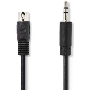 3,5mm Stereo Jack (m) naar 5-pin DIN (m) Kabel - 2 meter - Zwart