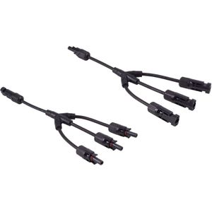 MC4 Solar Y-kabel Set - 1x (m) naar 3x (v) en 1x (v) naar 3x (m) - 6mm2 - 0,3 meter - Zwart