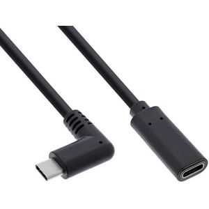 Premium USB-C haaks naar USB-C verlengkabel - USB3.0 - tot 20V/3A / zwart - 1 meter