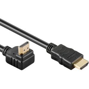 HDMI 2.0 Kabel - 4K 60Hz - 1 kant haaks omhoog - Verguld - 0,5 meter - Zwart