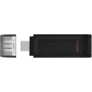 Kingston 128GB USB-C Stick - USB 3.2 Gen 1 - DataTraveler 70 - Zwart