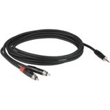 DAP Stereo Tulp (m) - 3,5mm Stereo Jack (m) Kabel - 6 meter - Zwart