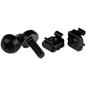StarTech M5 x 12mm - schroeven en kooimoeren voor serverkast en rack - 50 stuks pak - zwart