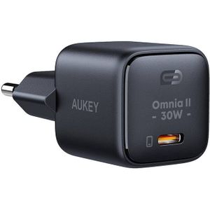 Aukey USB-C Thuislader Voedingsadapter 30W - PD - GaN - Nano - Zwart