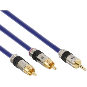 Stereo Tulp (m) - 3,5mm Stereo Jack (m) Kabel - Verguld - 20 meter - Blauw