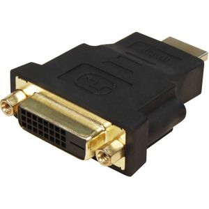 DVI-D (v) - HDMI (m) Adapter - 24+1 - Dual Link - Verguld - Zwart