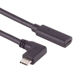 USB-C Verlengkabel - USB 3.2 Gen 2 - Een kant haaks (m) - 100W PD - 0,5 meter - Zwart