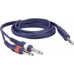 DAP 6,35mm Stereo Jack (m) - 2x 6,35mm Mono Jack (m) Kabel - 3 meter - Blauw