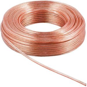 Luidspreker kabel (CU koper) - 2x 0,75mm² / transparant - 25 meter