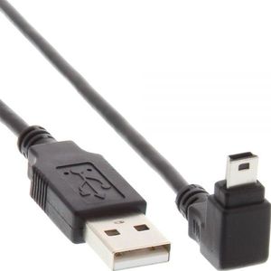 USB Mini B haaks naar USB-A kabel - USB2.0 - tot 1A / zwart - 1 meter