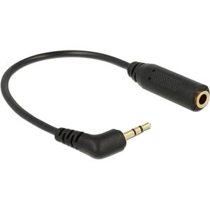 Delock Haakse 3,5mm (v) - 2,5mm Stereo Jack (m) Adapterkabel - Verguld - 0,2 meter - Zwart