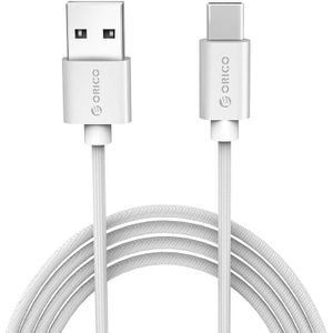 Orico USB-A naar USB-C Kabel - 3A Opladen - USB 2.0 - Nylon Sleeve - 1 meter - Zilver