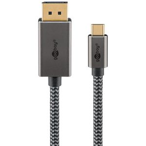 USB-C naar DisplayPort kabel - 4K 60Hz - Pro - 1 meter - Zwart/Zilver