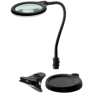 LED Loeplamp met voet - 6W - 1,75x vergroting - Flexibele arm - Zwart