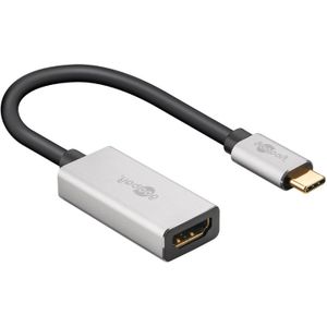 USB-C (m) naar HDMI (v) Adapter - 8K 30Hz - 0,1 meter - Zwart/Zilver