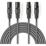 2x XLR 3-pin Microfoon- en Signaalkabel - Gebalanceerd - 0,5 meter - Antraciet