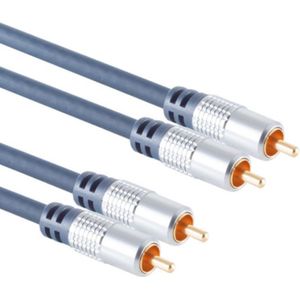 Stereo Tulp Kabel - Premium - Verguld - 10 meter - Blauw