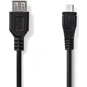 USB 2.0 USB adapterkabel A vrouwelijk- USB micro B 0,2m