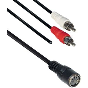 5-pin DIN (v) naar Stereo Tulp (m) Kabel - Met Aarding - 0,2 meter - Zwart