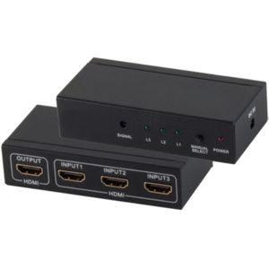 HDMI Schakelaar - 3-poorts - 4K 30Hz - Metaal - Zwart