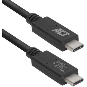 ACT USB-C Kabel - USB 4 Gen 3x2 - 240W laden - 0,8 meter - Zwart