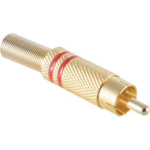 Soldeerbare Mono Tulp Connector (m) - Metaal - Verguld - Goud - Rood accent