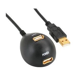 Premium USB naar 2x USB docking kabel - USB2.0 - tot 1A / zwart - 2 meter