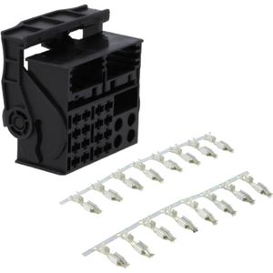 Quadlock Connector Mannelijk - 16-pins - Inclusief 16 Vrouwelijke Pinnen - Zwart