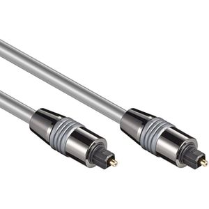 Optische Toslink Kabel - 6mm dik - Metalen Connectors - Verguld - 3 meter - Zilver