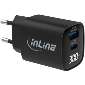 InLine USB Oplader - 30W - USB-A en USB-C - PD - GaN - Zwart