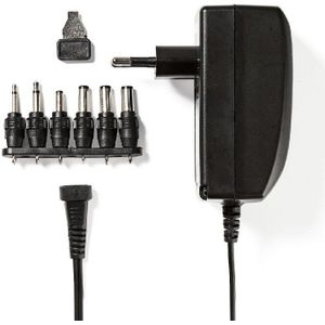 Universele AC-Stroomadapter - 27 W - 3 - 12 V DC - 1.80 m - 2.25 A - 6 plug(s) - Zwart