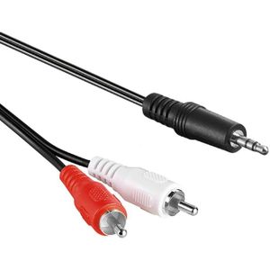 Stereo Tulp (m) - 3,5mm Stereo Jack (m) Kabel - 0,5 meter - Zwart