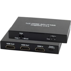 HDMI Splitter - 2-poorts - 4K 60Hz - Metaal - Zwart