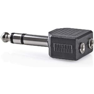 6,35mm (m) - 2x 3,5mm Stereo Jack (v) Splitter Adapter - Zwart